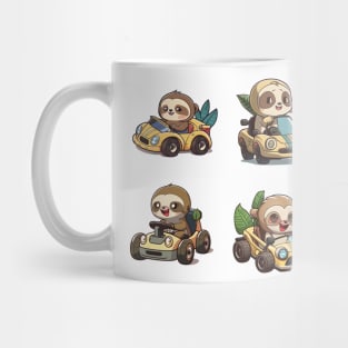 Cute Sloths driving cars - Stickers Pack Mug